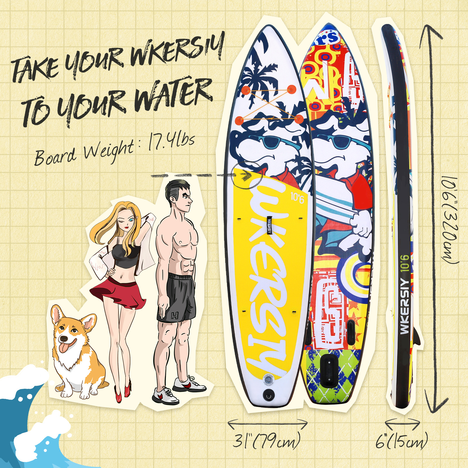 Hot sale inflatable paddle board SUP print stand up paddle board with full set of inflatable surfboard accessories paddle board