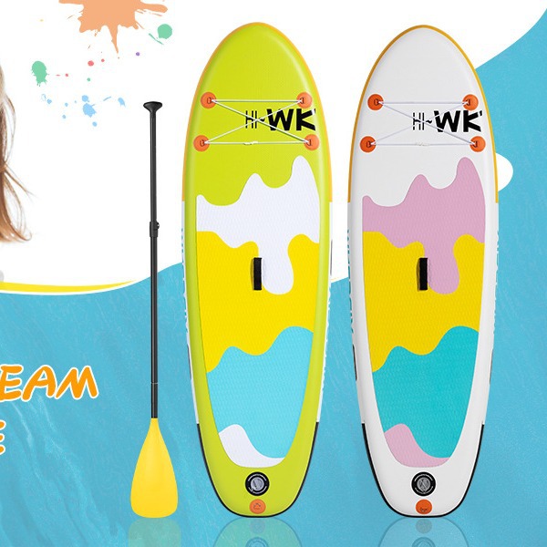 2.44M children's paddle board inflatable paddle board SUP print stand up paddle board with full set of inflatable surfboard accessories paddle board
